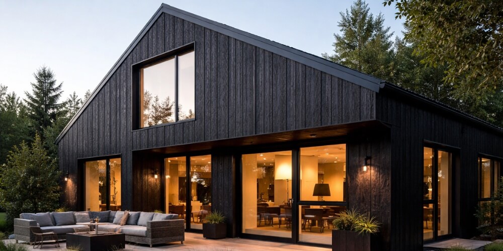 rénovation façade bardage bois brûlé Shou Sugi Ban